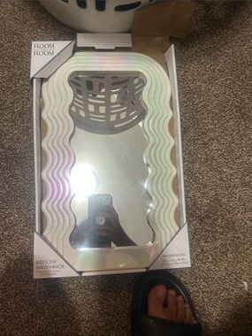 Club Room Iridescent Wavy Wall Mirror in White/Pastel